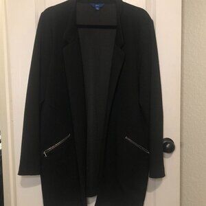 Apt. 9 black long-sleeve open-front blazer with zipper accented pockets size XXL